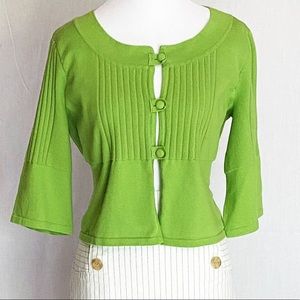 Lime green cropped bell sleeve cardigan EUC size M